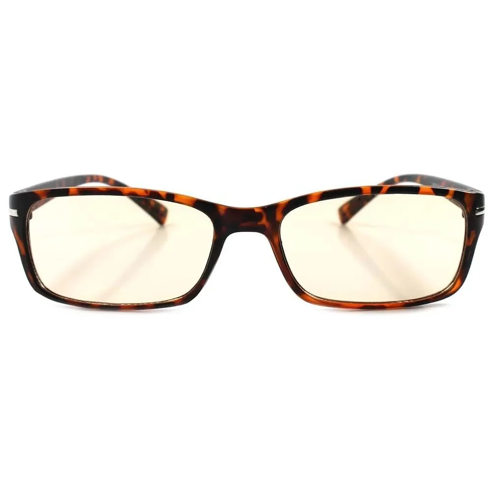 Non Magnified Yellow Tint Tortoise Mens Womens Cool Computer Reading Glasses F43
